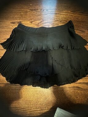 Zara Black Layered Pleated Skater Skirt